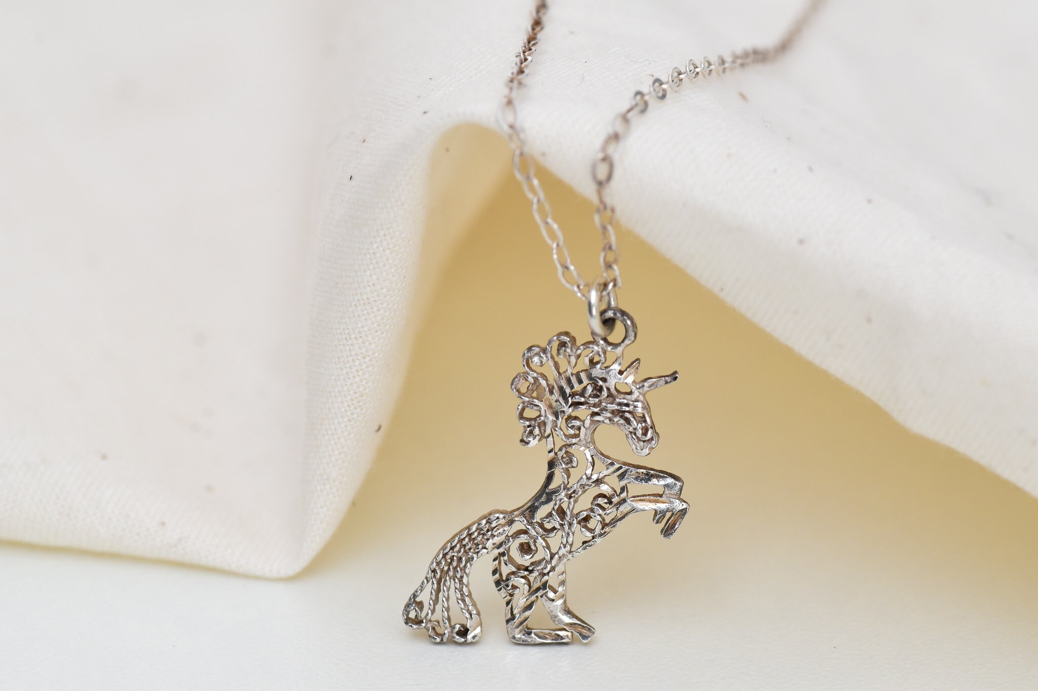 Vintage Filigree Unicorn Necklace