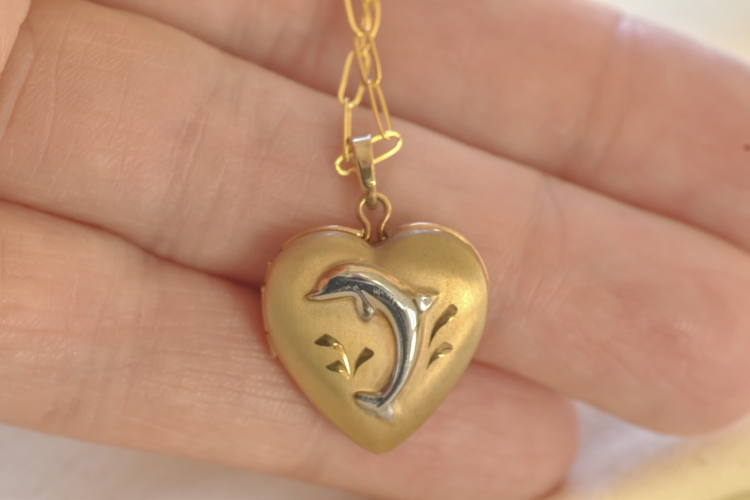 Vintage Dolphin Locket Necklace