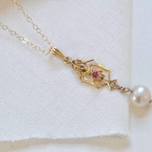 Victorian Ruby & Pearl Necklace