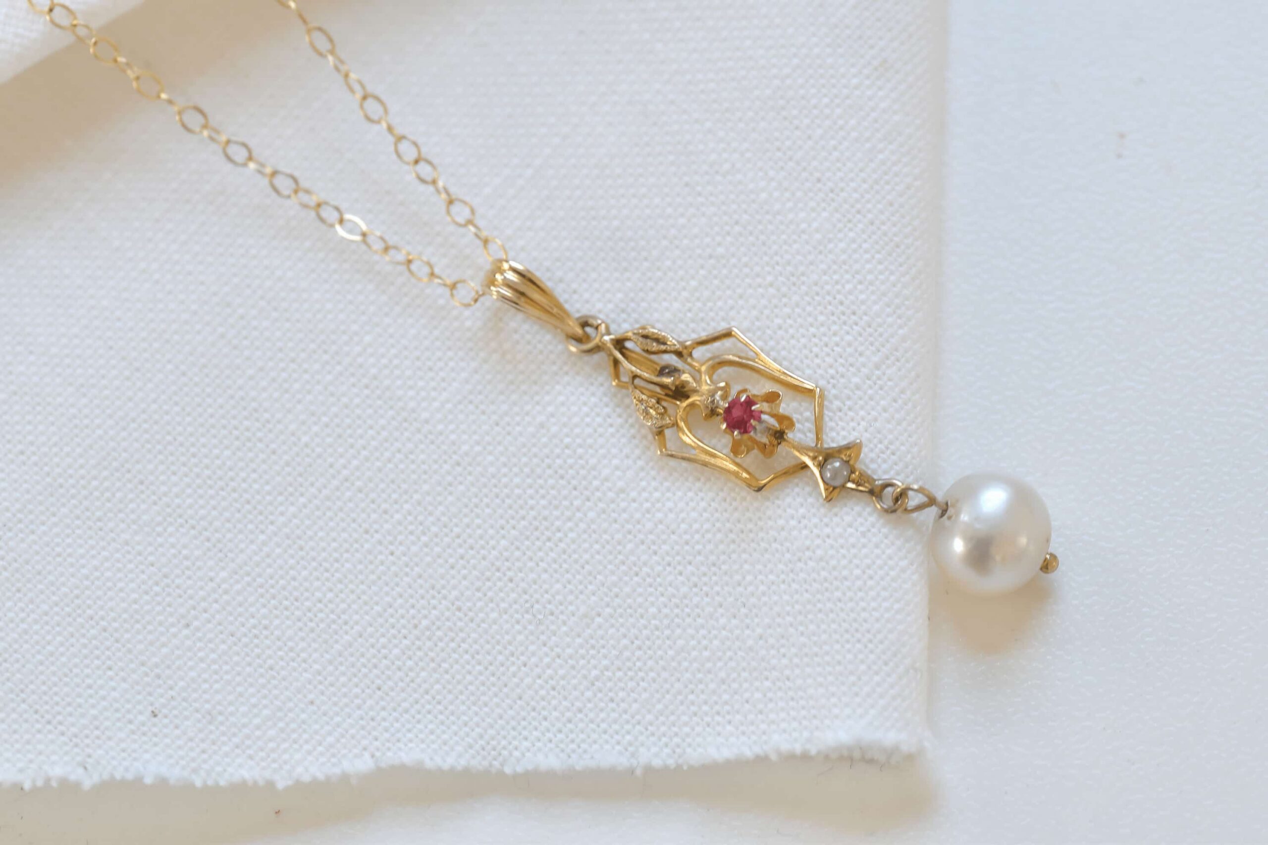 Victorian Ruby & Pearl Necklace
