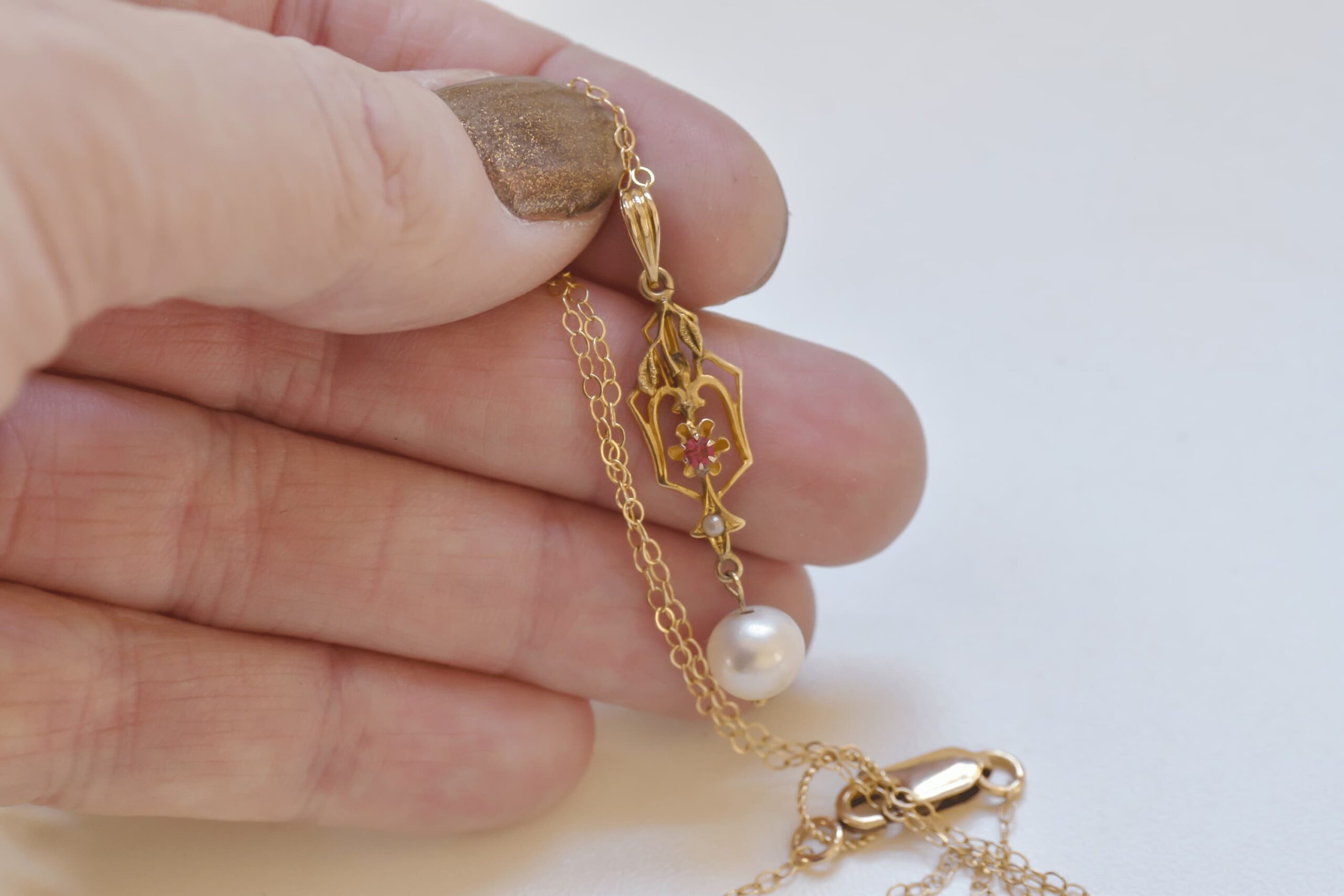 Victorian Ruby & Pearl Necklace - Image 3