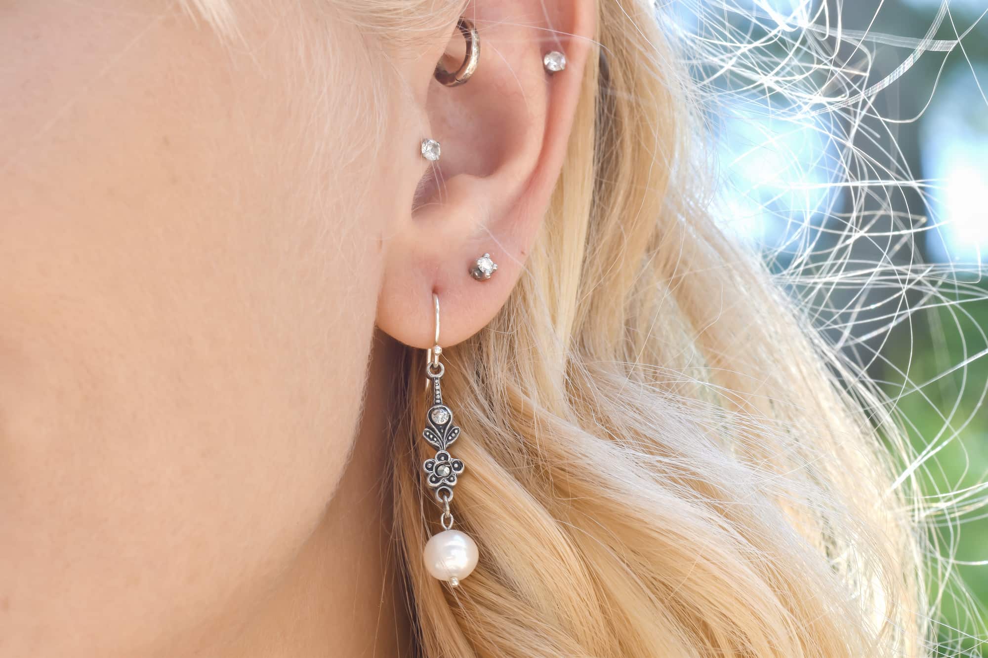 Antique Marcasite and Pearl Earrings - Image 2