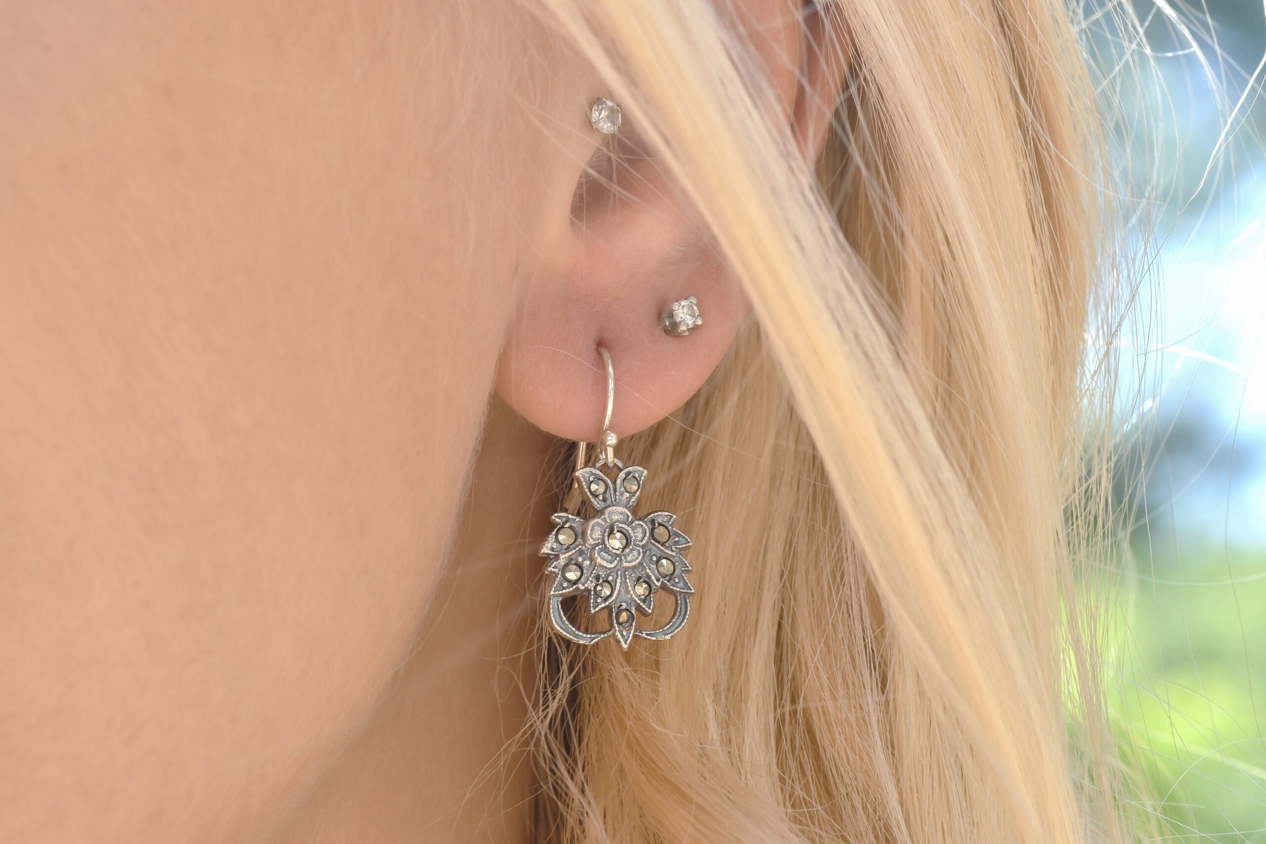 Vintage Marcasite Dangle Earrings