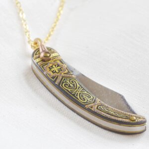 Antique Damascene Pocket Knife Pendant