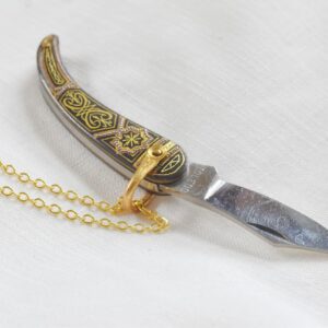 Antique Damascene Pocket Knife Pendant